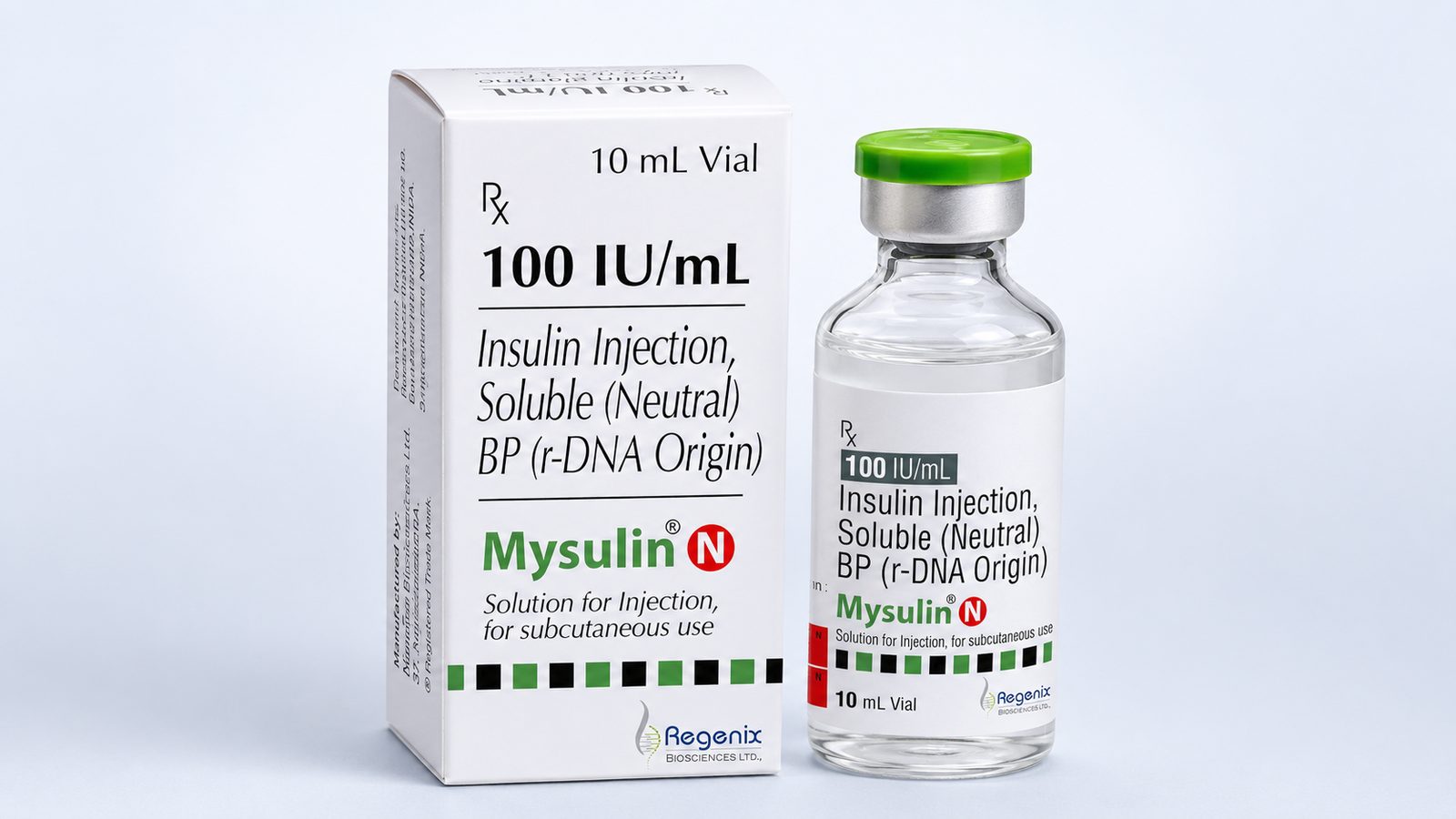Isophane Insulin (NPH) — Regenix Biosciences Insulin Soluble Neutral BP 100 IU/mL