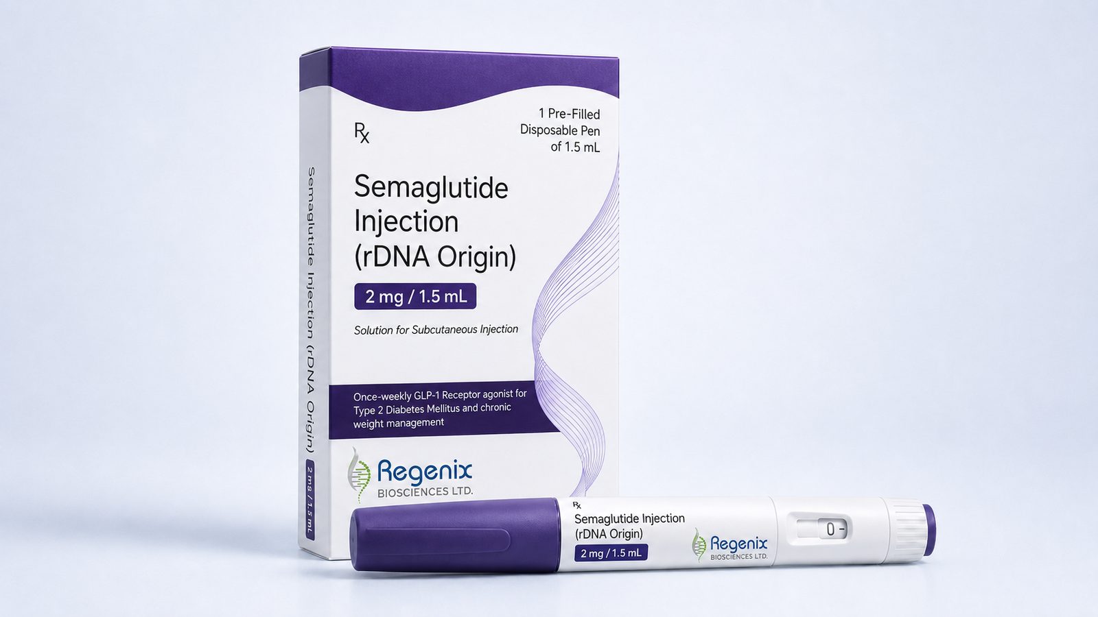 Semaglutide Injection (rDNA Origin) 2 mg / 1.5 mL — pre-filled disposable pen from Regenix Biosciences