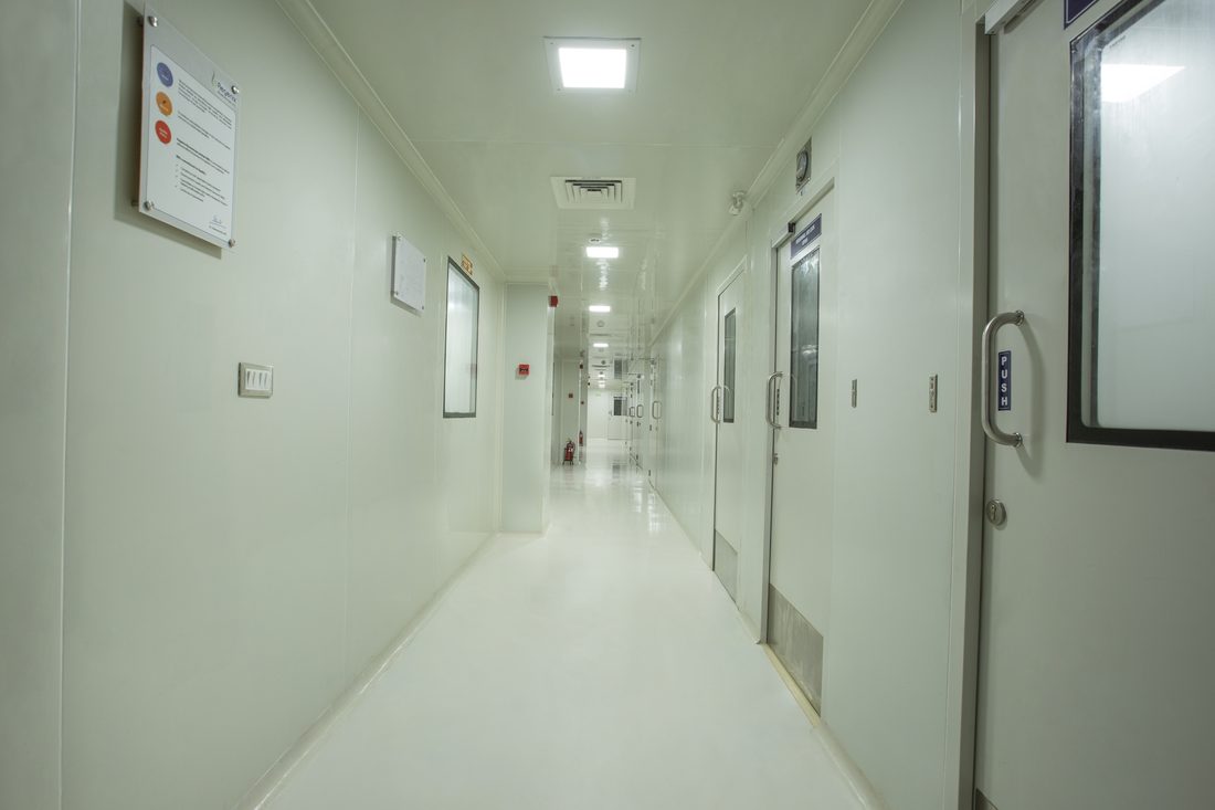 Cleanroom service corridor at the Regenix Biosciences facility